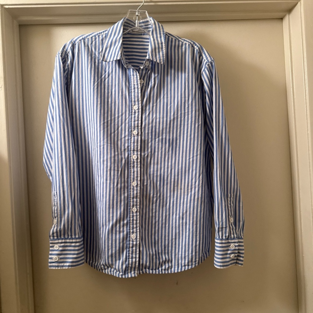 Reformation Blue Striped Button Down Shirt - Picture 4 of 12